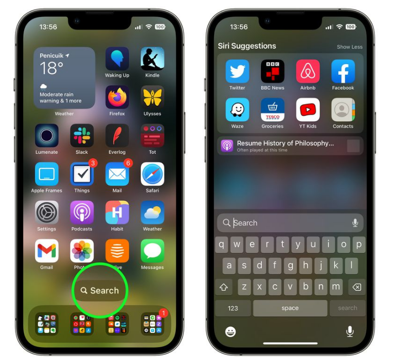 合山苹果手机维修分享升级到 iOS 16 后，如何删除主屏幕上的搜索按钮 